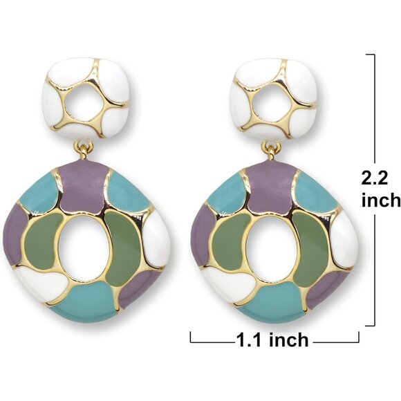 Multicolor Earrings for Women Sparkly Geometric Dangle Drop Statement Jewelry - Picture 5 of 6